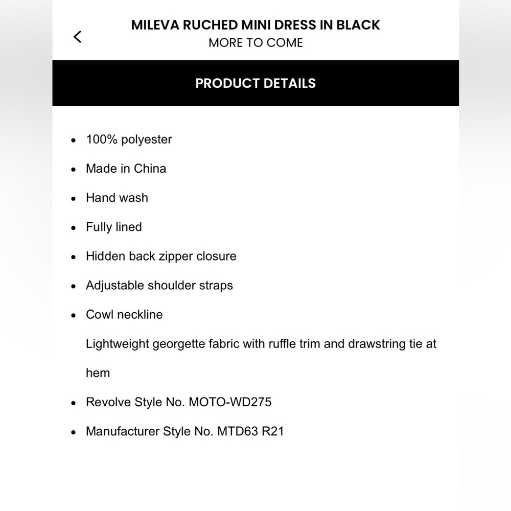 Mileva Ruched Black Mini Dress - Picture 4 of 4